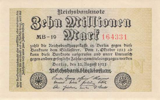 10 Millionen Mark 1923